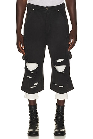 424 Ripped Bermuda Shorts in Black
