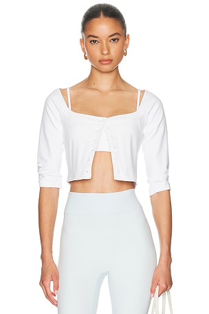 437 The Cropped Cardigan in White