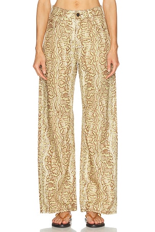 Alemais Boa Mid Rise Wide Leg in Brown,Sage