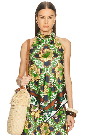 Alemais Liana Silk Top in Green,Brown