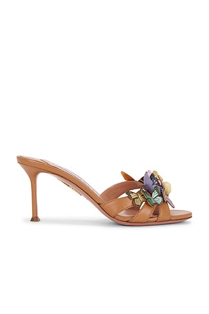Aquazzura Papillon Nappa 75 Mule in Tan