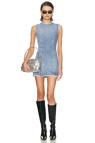Acne Studios Denka Mini Denim Shimmy Dress in Blue