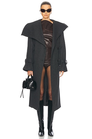 Acne Studios Oretto Chevron Wool Coat in Grey