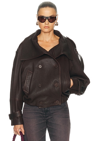 Acne Studios Laris Leather Jacket in Brown