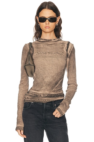 Acne Studios Elga Double Garment Print T-Shirt in Grey