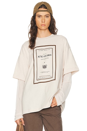 Acne Studios Edra Double Book Cover T-Shirt in Beige