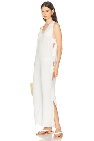ADRIANA DEGREAS Petal Applique Open Side Dress in Ivory