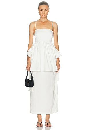 ADRIANA DEGREAS Peplum Maxi Dress in White