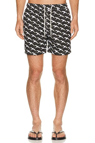 Arrels Barcelona Birds x Clara Arn?s Classic Swim Shorts in Black in Black