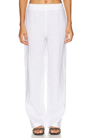 AEXAE Linen Flat Pant in White