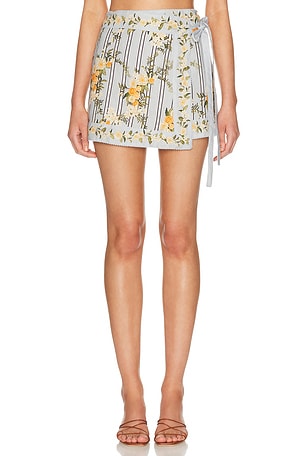 Agua by Agua Bendita Luna Mini Sarong Skirt in Baby Blue,White