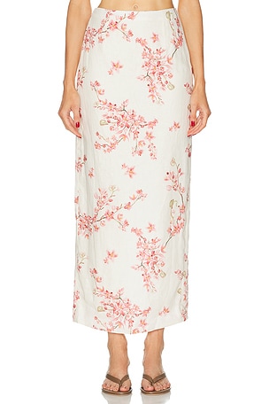 Agua by Agua Bendita Lirica Maxi Skirt in Cream,Pink