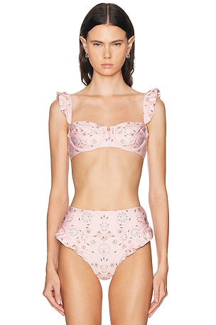 Agua by Agua Bendita Kiwi Bikini Top in Pink