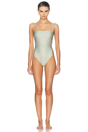 Agua by Agua Bendita Durazno One Piece Swimsuit in Green