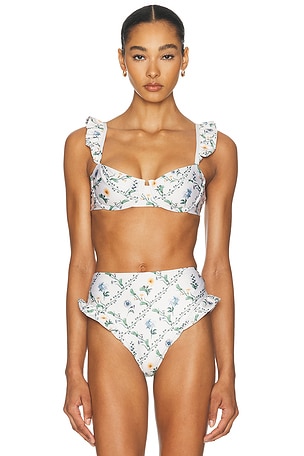 Agua by Agua Bendita Kiwi Bikini Top in Cream