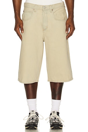 AGOLDE Fusion Skater Short in Beige