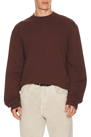 AGOLDE Long Sleeve Asha Tee in Chocolate
