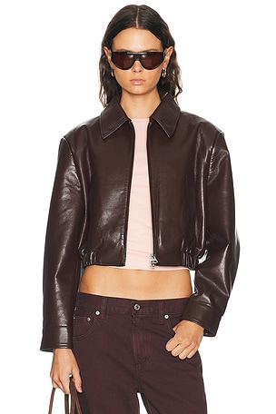 AGOLDE Nahla Cropped Jacket in Brown