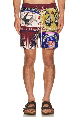 Agua Bendita Joe Trunks in Red,Blue