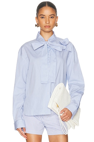 AKNVAS Flor Stripe Shirt in Baby Blue