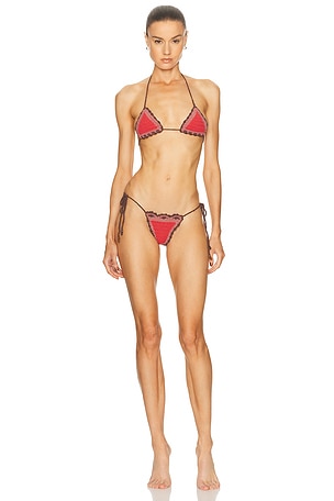Akoia Swim Akua Bikini Set in Red, Brown