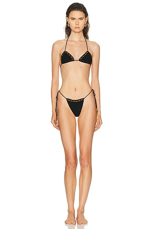 Akoia Swim Jamaica Bead Bikini Set in Black