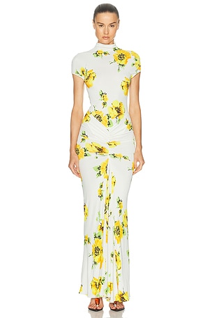ALAÏA Draped Dress in White