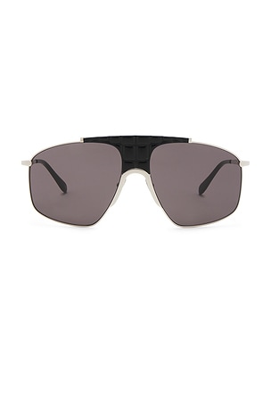 ALAÏA Animalier Pilot Sunglasses in Black,Metallic Silver