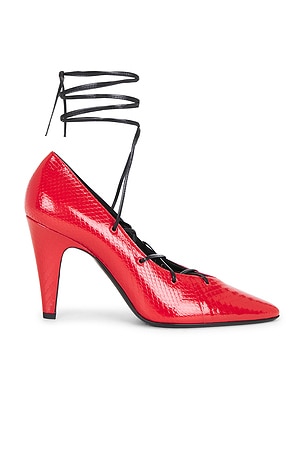 ALAÏA Lace Up Pump in Red