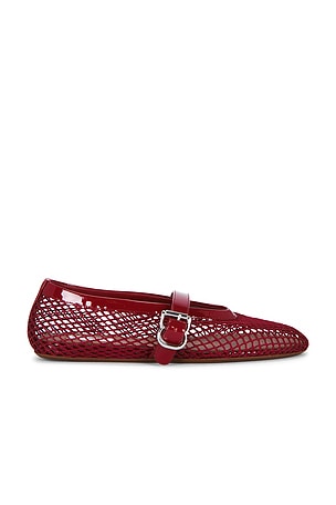 ALAÏA ALAΪA La Ballerine Fishnet Flat in Burgundy
