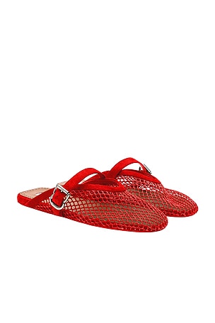 ALAÏA ALAΪA Fishnet Flat Mule in Orange
