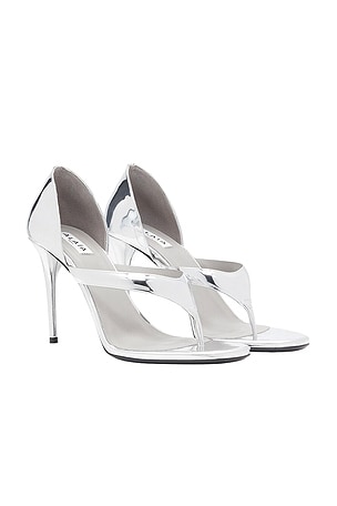 ALAÏA Infradito Sandal in Metallic Silver