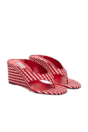 ALAÏA ALAΪA Cube Wedge Thong Sandal in Red