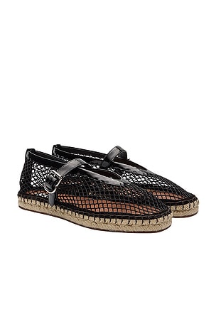 ALAÏA Fishnet Espadrille Flat in Black