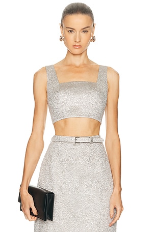 Adam Lippes Beckett Top in Metallic Silver