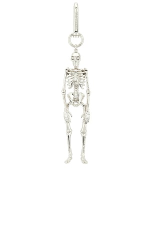 McQueen Dancing Skeleton Charm in Metallic Silver