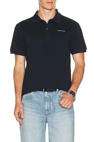 McQueen Logo Embroidered Polo in Navy