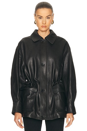 ARMA Maeve Leather Barn Jacket in Black