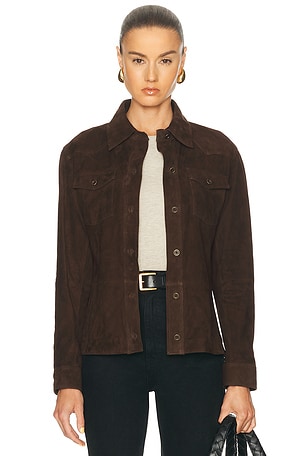 ARMA Faye Goat Suede Overshirt in Chocolate