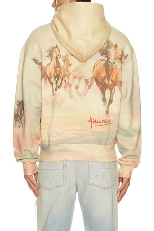 Amiri Horses Oversized Hoodie in Beige