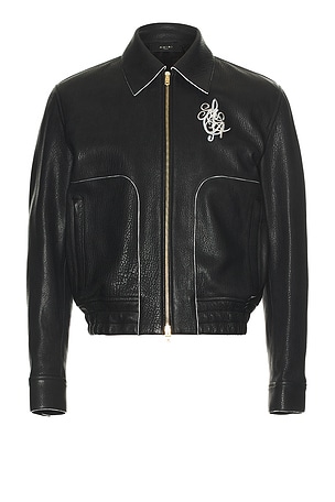 Amiri MA Music Note Leather Blouson in Black