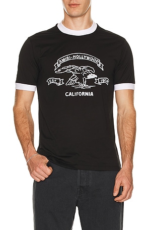 Amiri Eagle Ringer Tee in Black