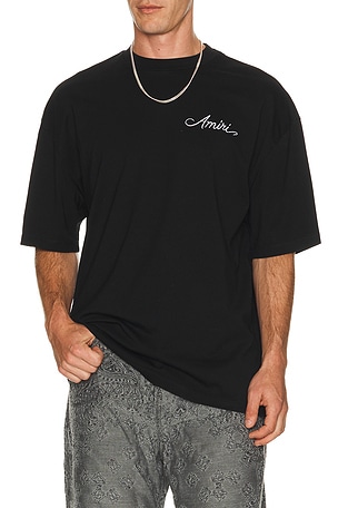 Amiri MA Check Patch Skate Tee in Black