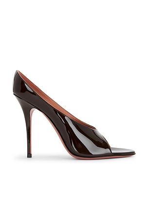 AMINA MUADDI Anok 105 Patent Slipper Mule in Brown