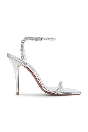 AMINA MUADDI Diamante 105 Heel in Metallic Silver