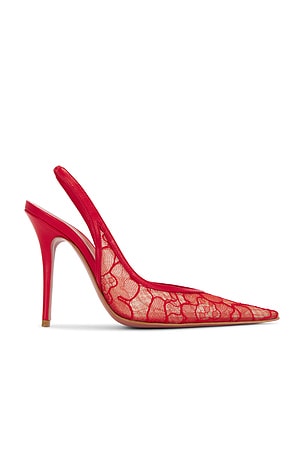 AMINA MUADDI Anok 105 Lace Slingback Pump in Red