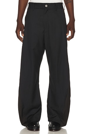 Andersson Bell Twisted Seam Stripewide Leg Trousers in Black