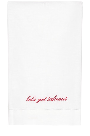 Abbode Let's Get Takeout Tea Towel in White