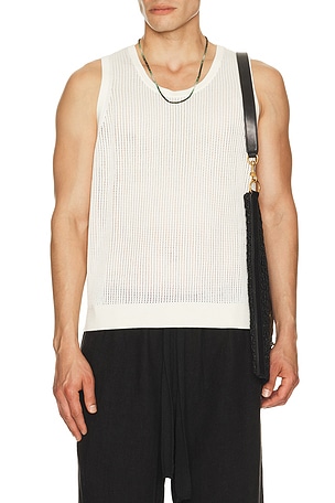 AUTO-REPLY Knit Mesh Tank Top in Cream