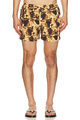 AUTO-REPLY 4 Printed Sebastian Swim Trunk in Brown